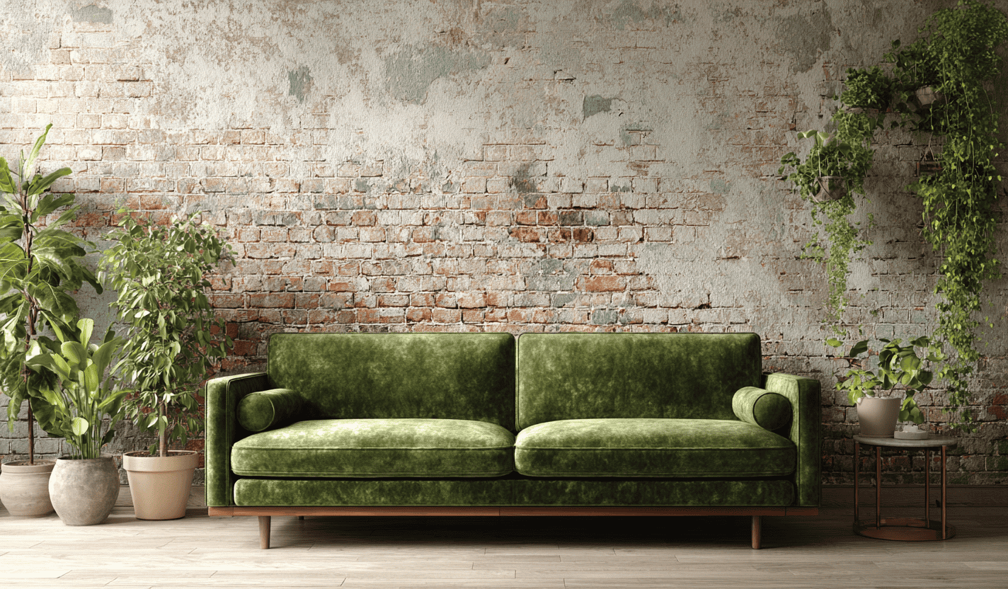 Living room corner with large houseplants