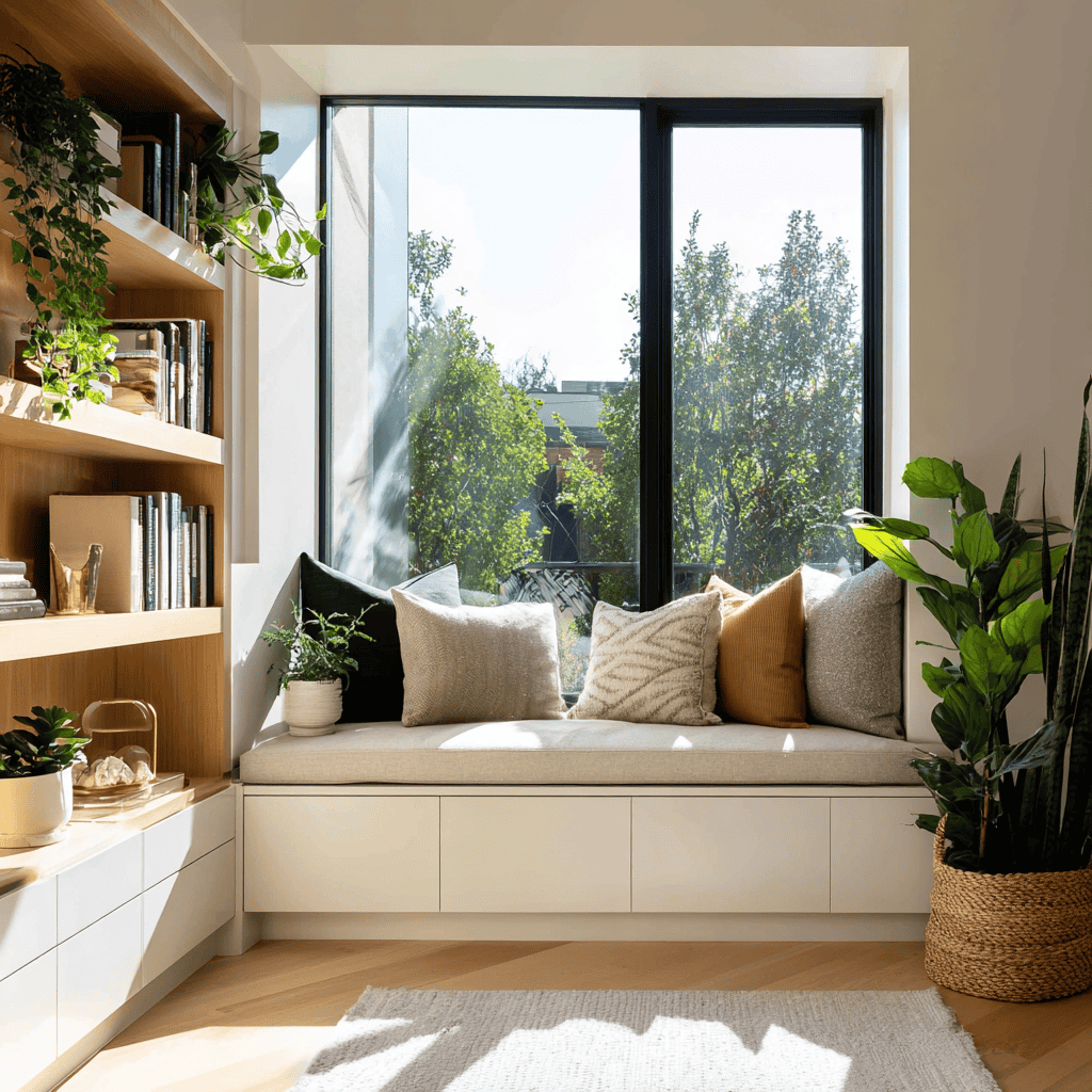 Kitchen window with potted herbs